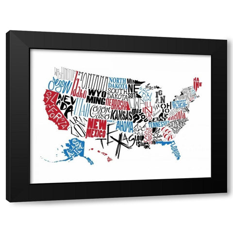 USA 2 Black Modern Wood Framed Art Print by Grey, Jace