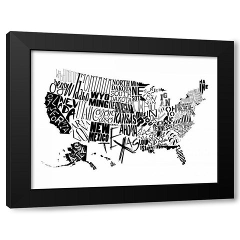 USA Black Modern Wood Framed Art Print by Grey, Jace