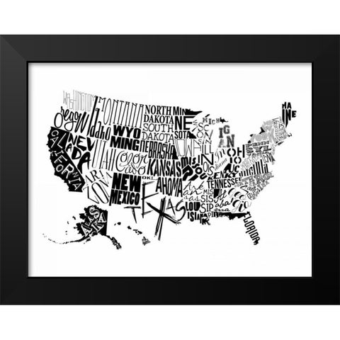 USA Black Modern Wood Framed Art Print by Grey, Jace