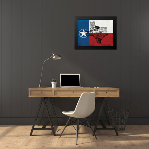 Rustic Texas Flag Black Modern Wood Framed Art Print by Grey, Jace