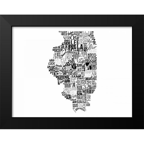 Illinois Black Modern Wood Framed Art Print by Grey, Jace