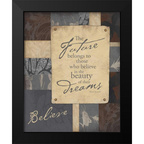 Believe Black Modern Wood Framed Art Print by Grey, Jace