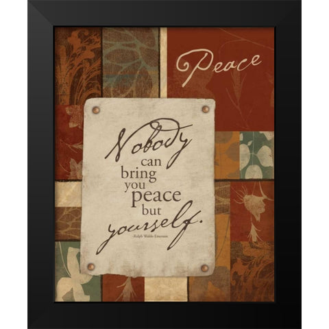 Peace Black Modern Wood Framed Art Print by Grey, Jace