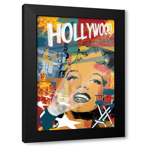 Marilyn Hollywood Black Modern Wood Framed Art Print with Double Matting by Grey, Jace