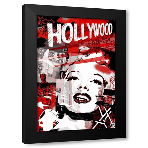 Marilyn Red Hollywood Black Modern Wood Framed Art Print with Double Matting by Grey, Jace