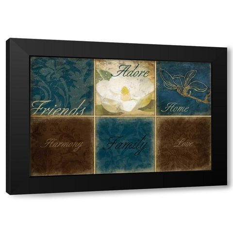 Blue Magnolia Inspirational Black Modern Wood Framed Art Print with Double Matting by Grey, Jace