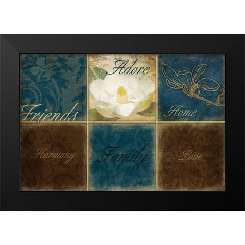 Blue Magnolia Inspirational Black Modern Wood Framed Art Print by Grey, Jace