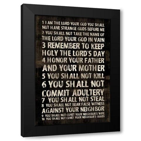 Full 10 Commandments Black Modern Wood Framed Art Print with Double Matting by Grey, Jace