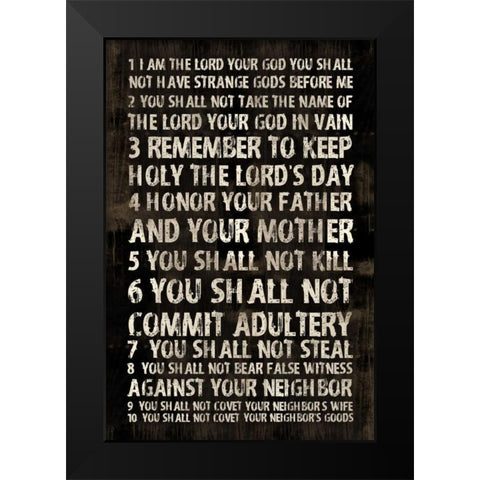 Full 10 Commandments Black Modern Wood Framed Art Print by Grey, Jace
