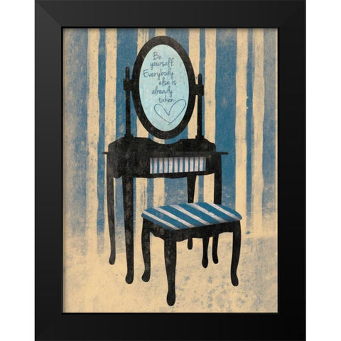 Be Yourself Blue Black Modern Wood Framed Art Print by Grey, Jace