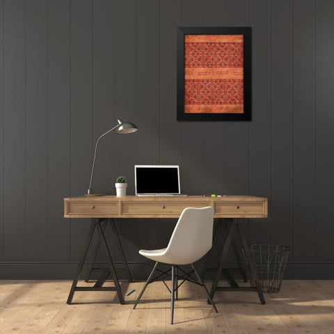 IKAT Black Modern Wood Framed Art Print by Grey, Jace