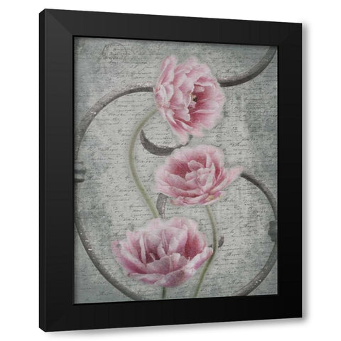 Floral Fence 2 Black Modern Wood Framed Art Print with Double Matting by Grey, Jace