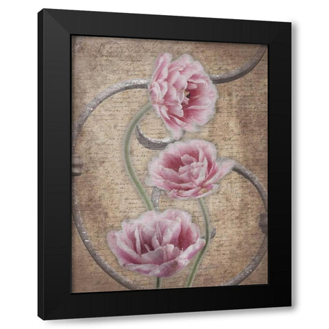 Floral Fence 3 Black Modern Wood Framed Art Print with Double Matting by Grey, Jace