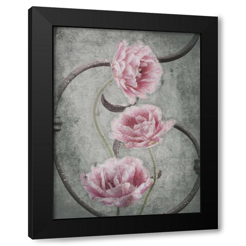 Floral Fence Black Modern Wood Framed Art Print with Double Matting by Grey, Jace