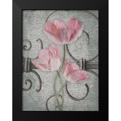 Floral Fence Mate 2 Black Modern Wood Framed Art Print by Grey, Jace