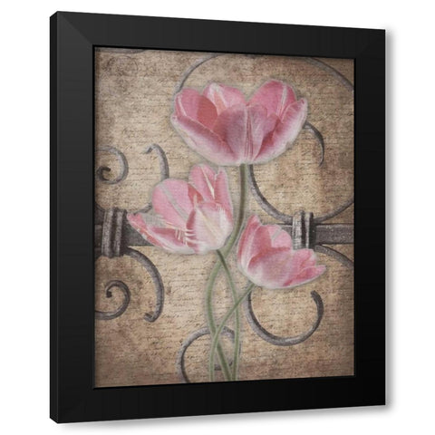 Floral Fence Mate 3 Black Modern Wood Framed Art Print with Double Matting by Grey, Jace