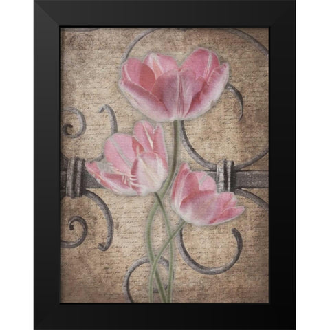 Floral Fence Mate 3 Black Modern Wood Framed Art Print by Grey, Jace