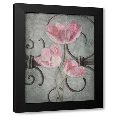 Floral Fence Mate Black Modern Wood Framed Art Print by Grey, Jace