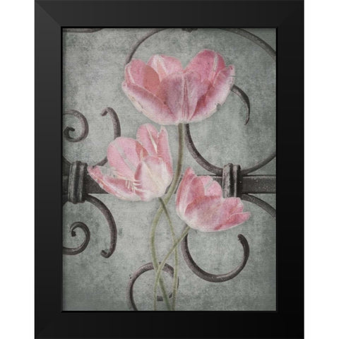 Floral Fence Mate Black Modern Wood Framed Art Print by Grey, Jace