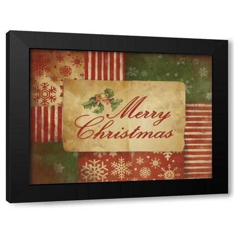 Merry Christmas Black Modern Wood Framed Art Print with Double Matting by Grey, Jace