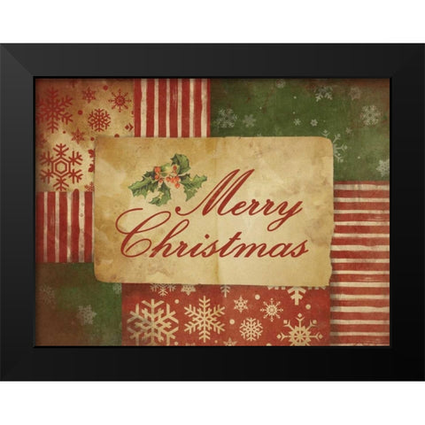 Merry Christmas Black Modern Wood Framed Art Print by Grey, Jace