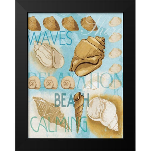 Shell Collage Black Modern Wood Framed Art Print by Grey, Jace
