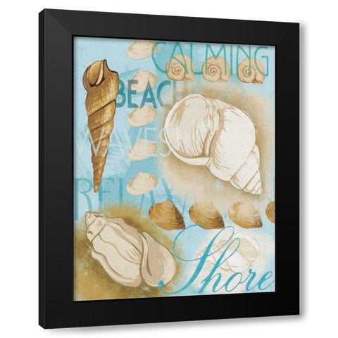 Shell Collage Mate Black Modern Wood Framed Art Print with Double Matting by Grey, Jace
