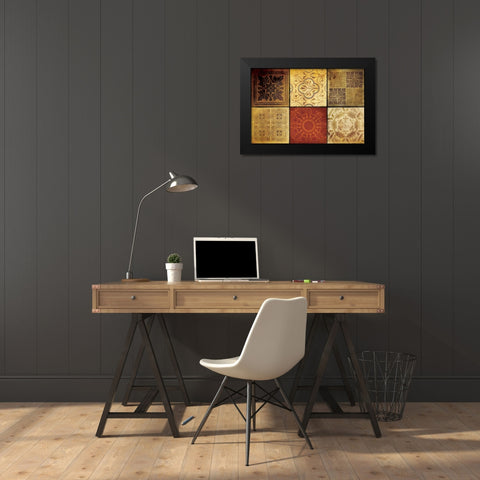 Pattern Patchwork Black Modern Wood Framed Art Print by Grey, Jace