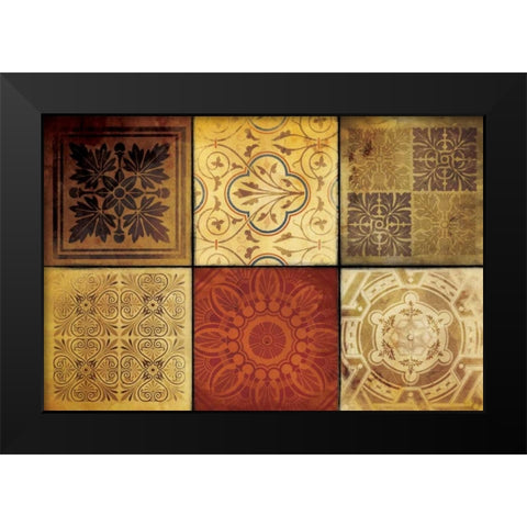Pattern Patchwork Black Modern Wood Framed Art Print by Grey, Jace
