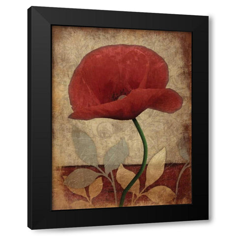 Poppies Vert Black Modern Wood Framed Art Print with Double Matting by Grey, Jace