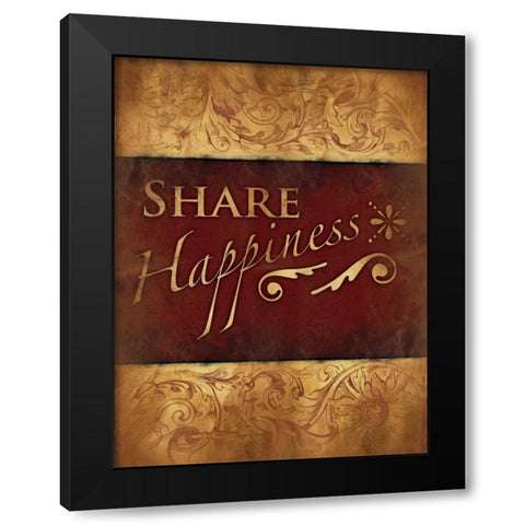 Share Happiness Black Modern Wood Framed Art Print with Double Matting by Grey, Jace