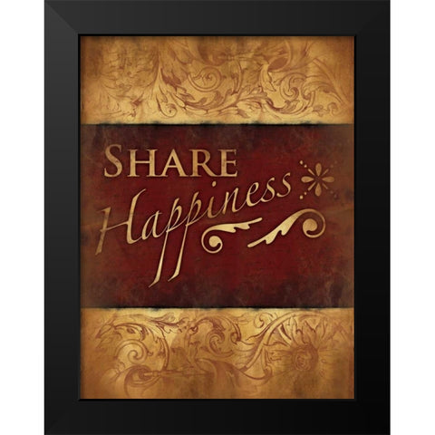 Share Happiness Black Modern Wood Framed Art Print by Grey, Jace