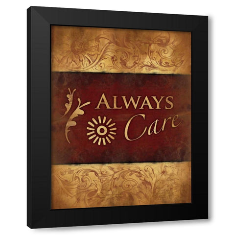 Always Care Black Modern Wood Framed Art Print by Grey, Jace