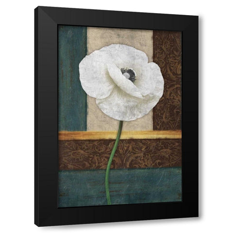 White Floral Black Modern Wood Framed Art Print with Double Matting by Grey, Jace