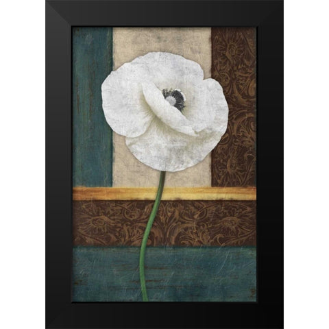 White Floral Black Modern Wood Framed Art Print by Grey, Jace