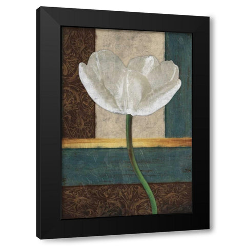 White Floral Mate Black Modern Wood Framed Art Print with Double Matting by Grey, Jace