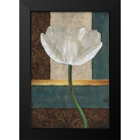 White Floral Mate Black Modern Wood Framed Art Print by Grey, Jace