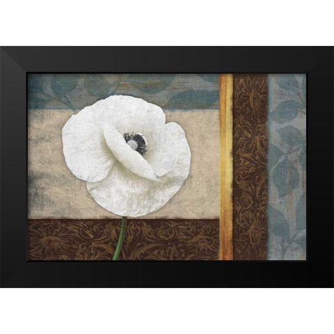 White Floral Horizontal Black Modern Wood Framed Art Print by Grey, Jace