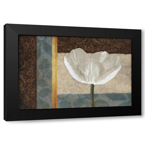 White Floral Mate Horizontal Black Modern Wood Framed Art Print by Grey, Jace