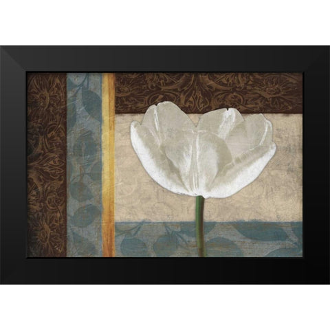 White Floral Mate Horizontal Black Modern Wood Framed Art Print by Grey, Jace