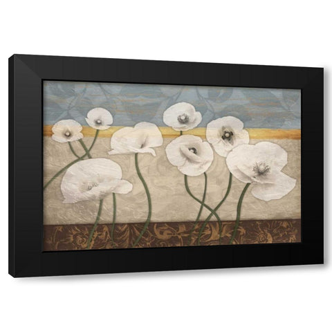 White Floral Patch Black Modern Wood Framed Art Print by Grey, Jace