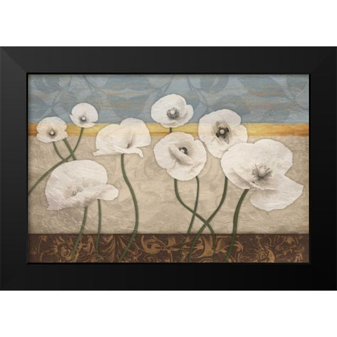 White Floral Patch Black Modern Wood Framed Art Print by Grey, Jace