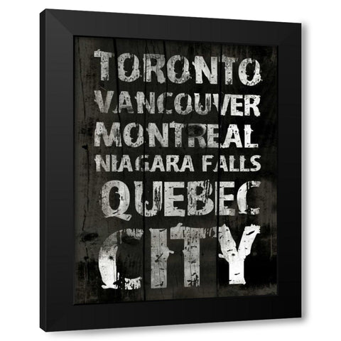 Canada Grunge Type Black Modern Wood Framed Art Print by Grey, Jace