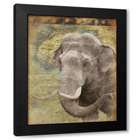 Elephant 2 Black Modern Wood Framed Art Print by Grey, Jace
