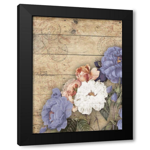Purple  floral  vertical Black Modern Wood Framed Art Print with Double Matting by Grey, Jace