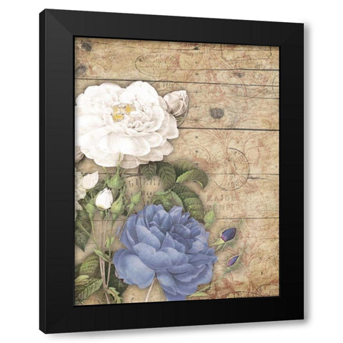Purple floral mate vert Black Modern Wood Framed Art Print by Grey, Jace