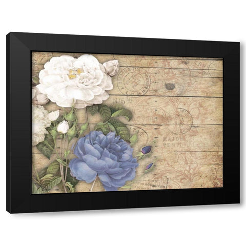 Purple floral mate Black Modern Wood Framed Art Print with Double Matting by Grey, Jace