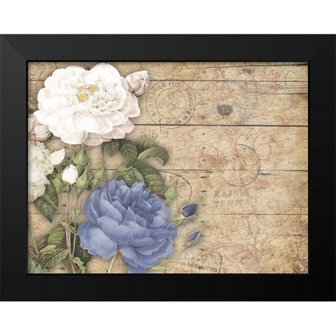 Purple floral mate Black Modern Wood Framed Art Print by Grey, Jace