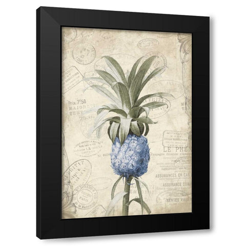 Blue Pineapple Black Modern Wood Framed Art Print with Double Matting by Grey, Jace