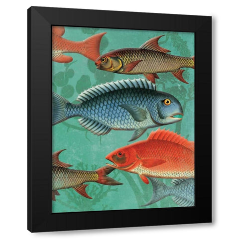 School OF Fish Black Modern Wood Framed Art Print by Grey, Jace